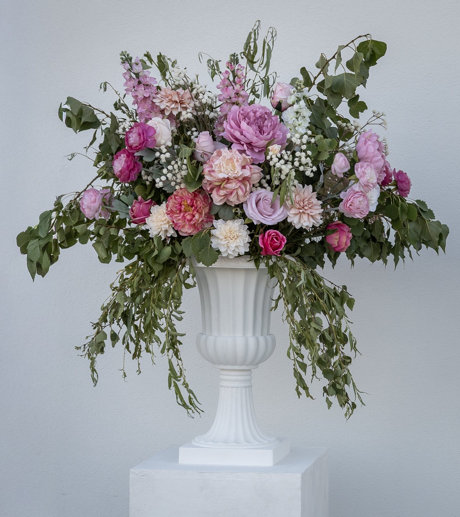 Urn arrangement, studio detail